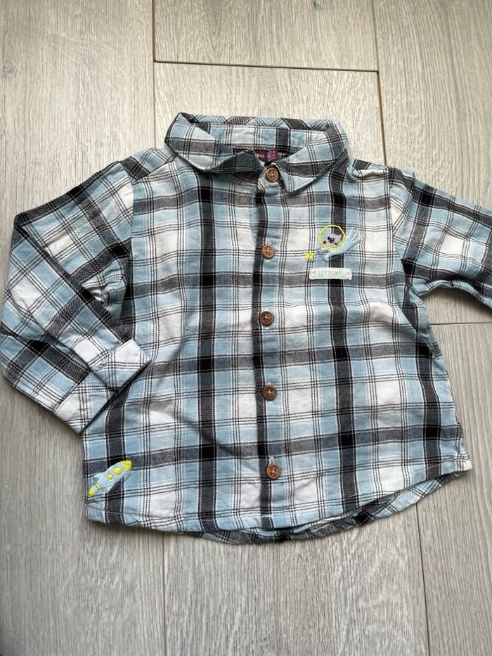 Chemise bleue à carreaux sergent Major 12 mois - photo numéro 1