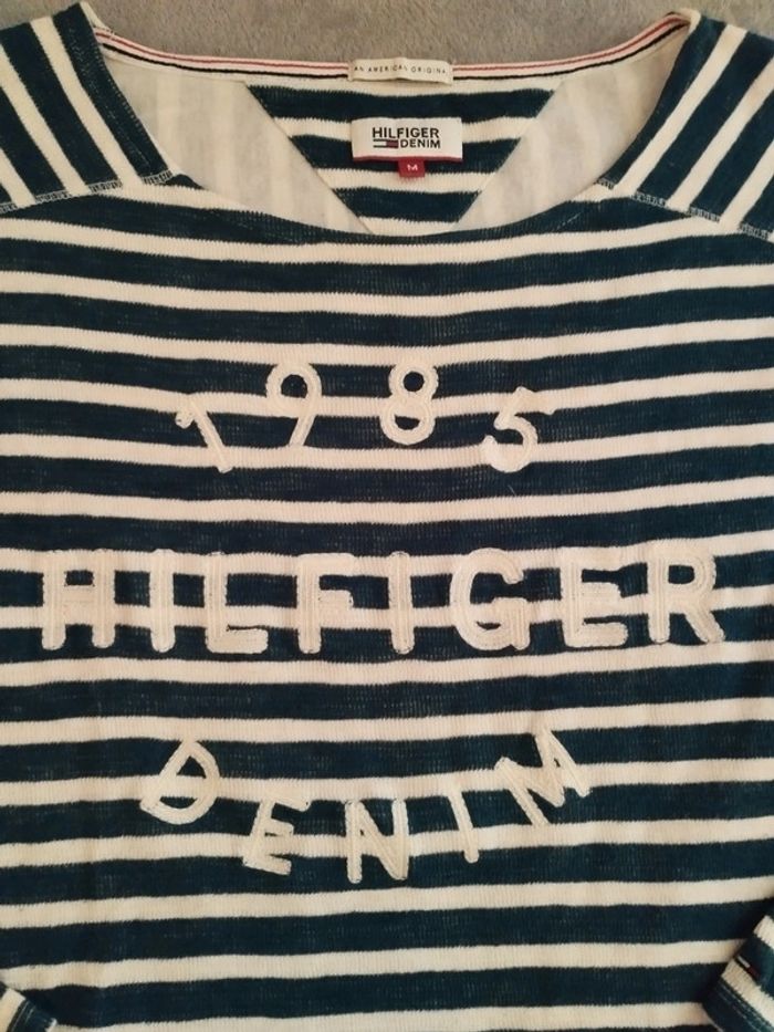 Tee shirt femme manches longues marinière tommy Hilfiger taille M - photo numéro 5
