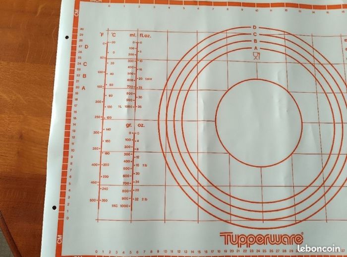 Tapis- feuille de pâtisserie Tupperware vintage blanc/orange - photo numéro 4