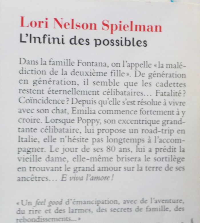 L'INFINI DES POSSIBLES de Lori NELSON SPIELMAN Ed. Pocket - photo numéro 2