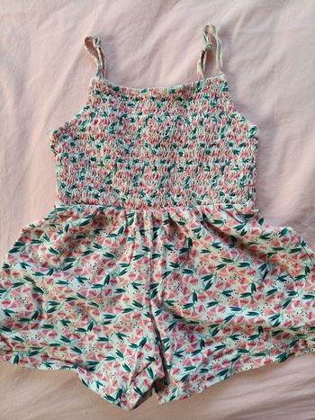 Combi short été fille Okaïdi blanc fleurs 104 cm