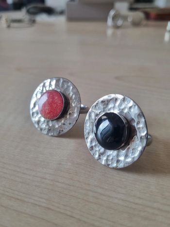 Lot de 2 bagues ajustables noir et rouge