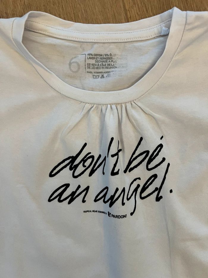 Tee shirt pardon fille 6 ans blanc neuf sans étiquette - photo numéro 2