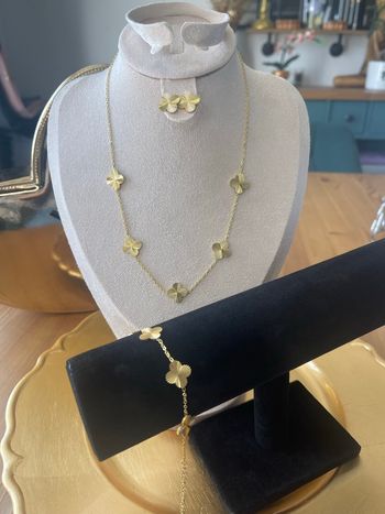 Lot de bijoux doré trèfle à quatre feuilles en acier inoxydable 