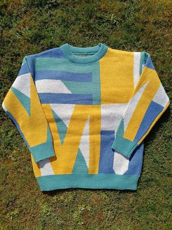 Pull tricoté polaire rétro vintage L 