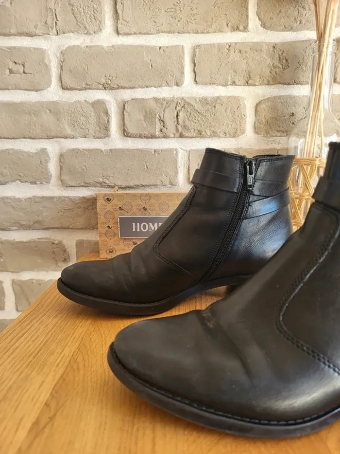 Bottines Chelsea en cuir véritable noires Lavorazione Artigiana - photo numéro 3