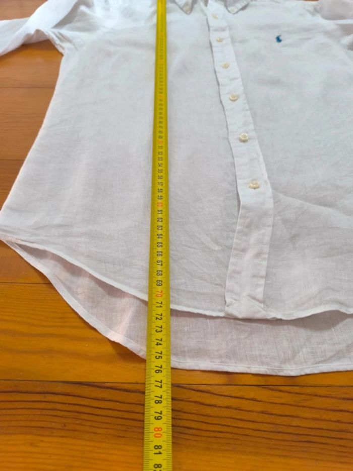 Chemise en Lin - Ralph Lauren - Ocean wash linen - Logo brodé bleu - Blanc - Taille S - photo numéro 12