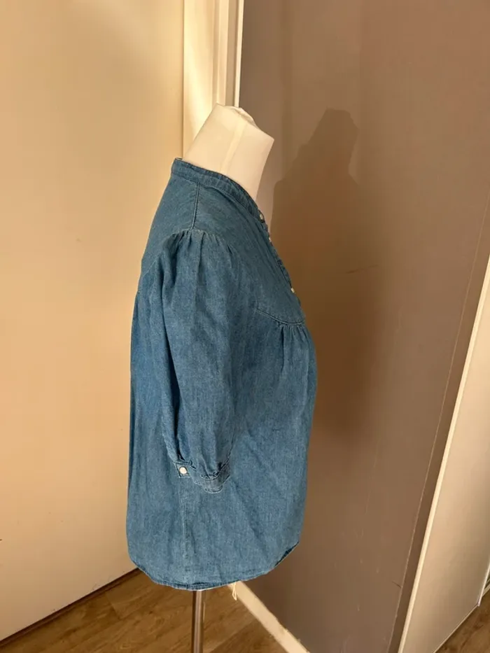 Blanche porte chemise, chemisier en jean femme, taille 38 - photo numéro 4