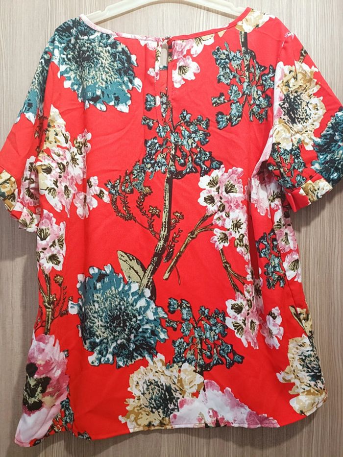 Haut blouse rouge manches courtes - photo numéro 5
