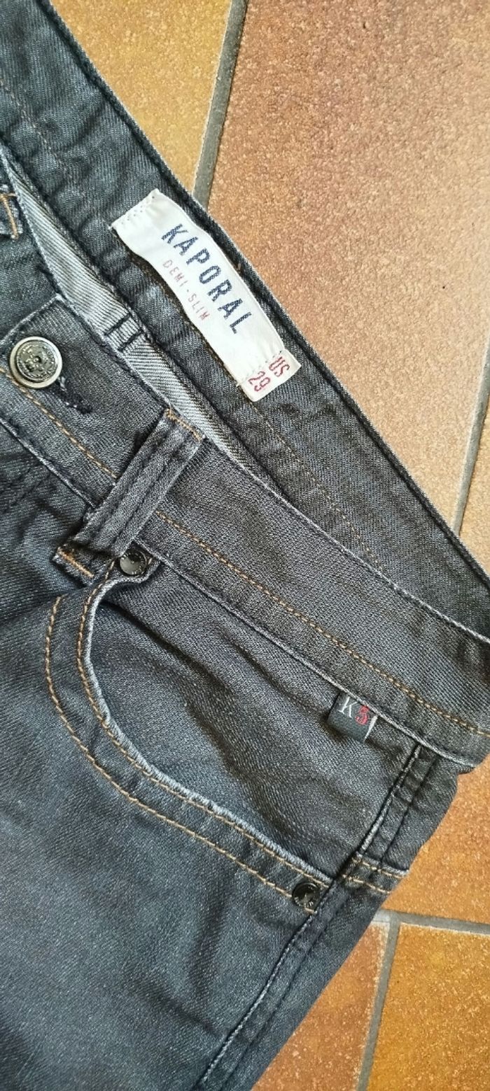 Jean Kaporal W29 Demi-slim gris foncé ciré Très Bon État - photo numéro 4