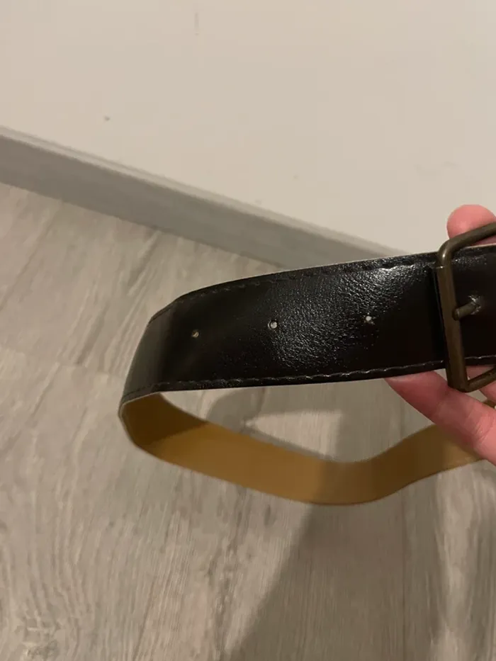 Ceinture Large marron très foncé Similicuir avec Boucle Vintage - photo numéro 6