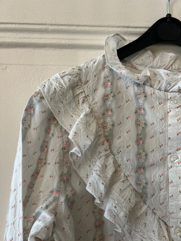 Blouse dentelle, volants et fleurs en coton 12 ans - Bonpoint - photo numéro 2