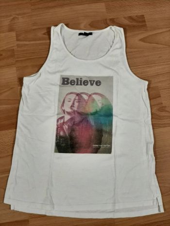 Débardeur blanc imprimé Kiabi T XS (14 ans)