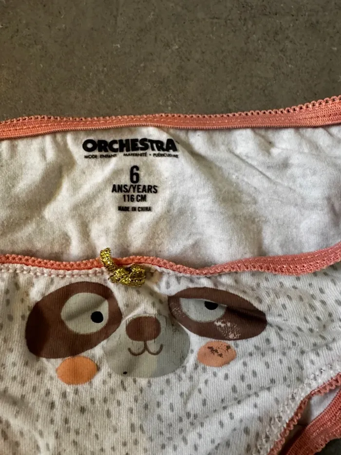 Lot de 2 culottes - Orchestra - Lapin, chien, cœur - Blanc, rose, marron & rouge - 6 ans - photo numéro 4