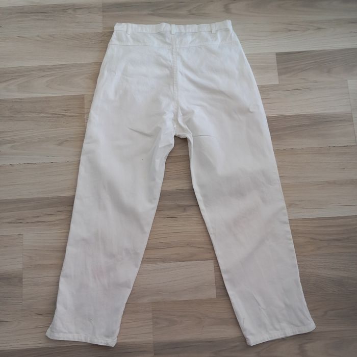 Ensemble 2 pièces veste sans manches + pantalon jean imprimé blanc Jacqueline Riu taille S - photo numéro 10