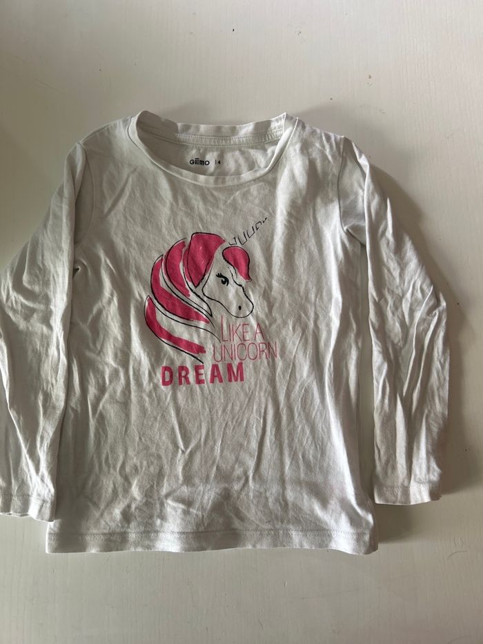 Tee shirt fille Gemo Licorne 4 ans