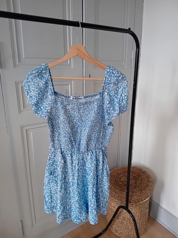 Combishort bleu motifs fleurs - Stella Bianca - Taille unique