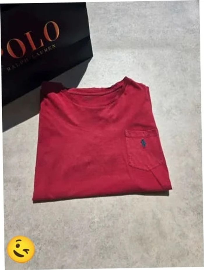T-shirt Ralph Lauren L coupe col rond rouge Homme Men tee033