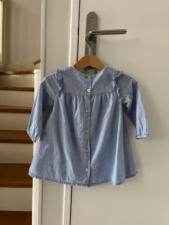 Robe Z à rayures bleu et blanche - 12 mois - photo numéro 2