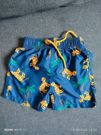 Short maillot de bain motif léopard jungle savane bebe garçon 2 ans