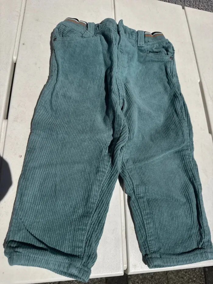 Pantalon velours vert taille 18 mois 80cm orchestra