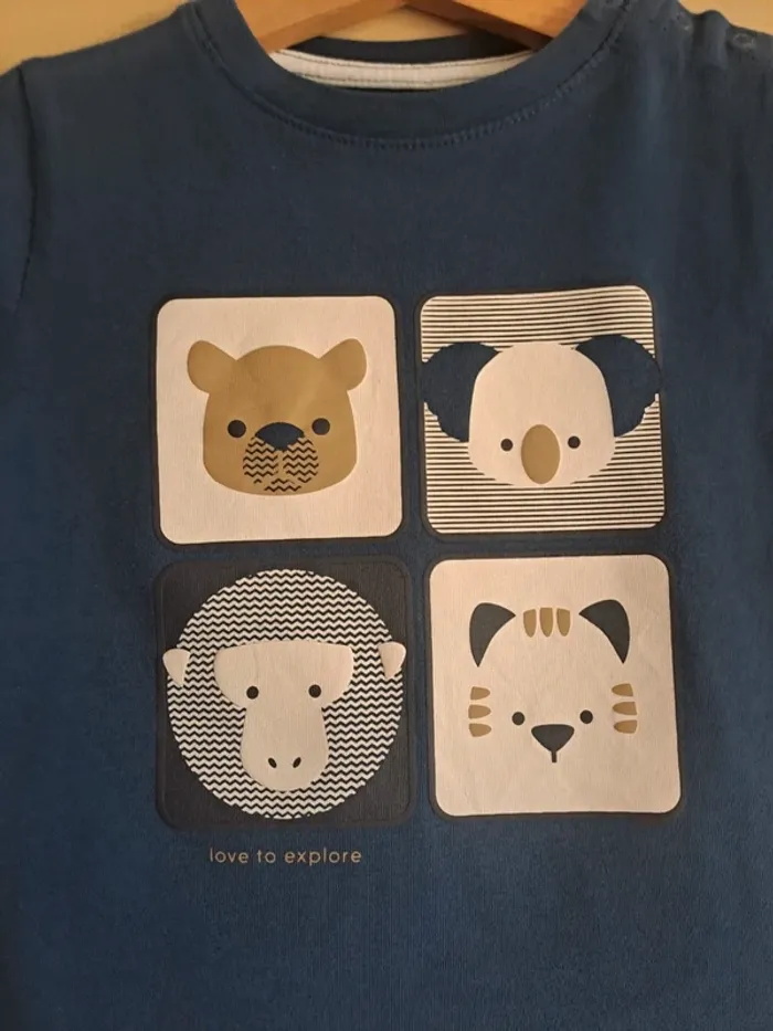 T-shirt bleu garçon comme neuf Obaïbi 23 mois - photo numéro 4