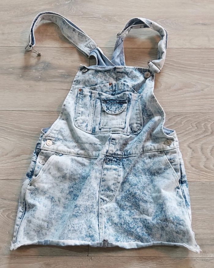 Robe courte salopette en jean s délavé, Pull & bear, taille M (14/16 ans) - photo numéro 2