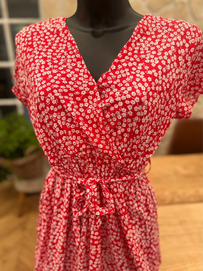 Robe longue rouge à fleurs été taille S M 36 38 juju s’amuse deluxe - photo numéro 2