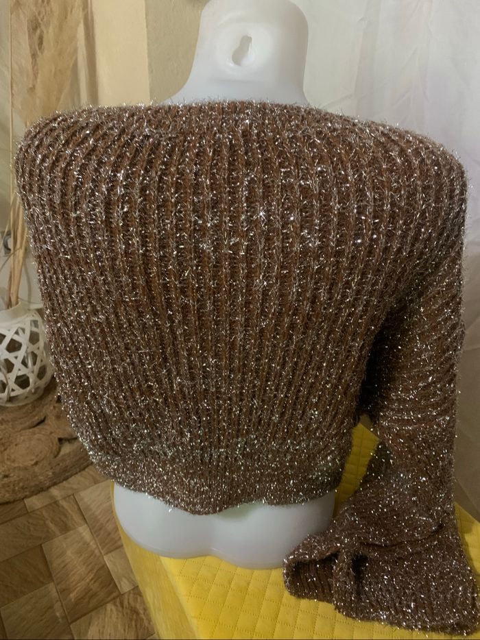 Pull marron foncé brillant New collection taille unique 36-42 - photo numéro 5