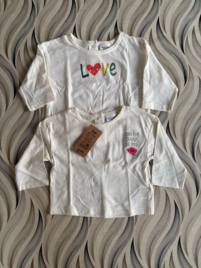 Lot de 2 tee-shirt manches longues - Taille 6 mois - photo numéro 1
