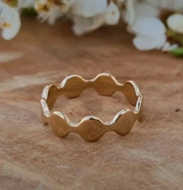 Bague cercle formes géométriques plaqué or taille 50