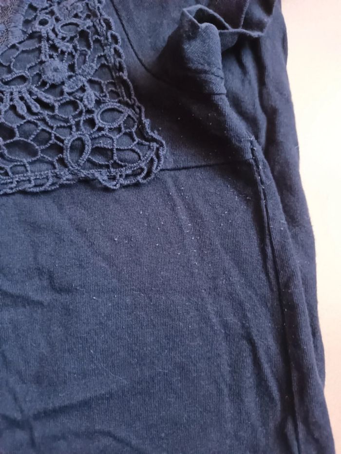 T.shirt manche courte empiècement crochet - photo numéro 3