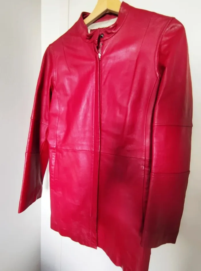 Veste cuire rouge redskins