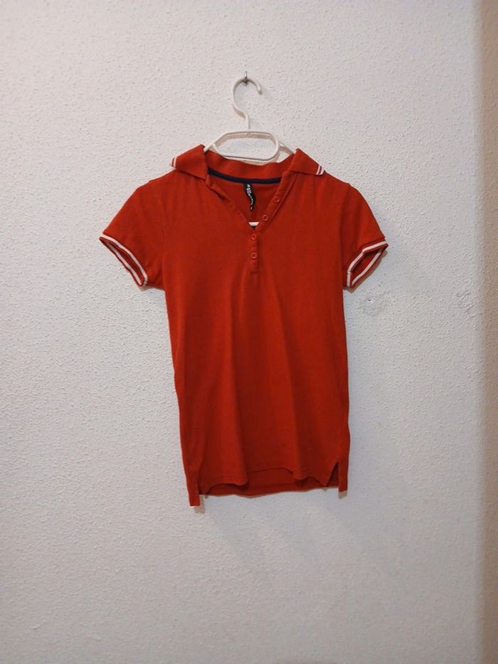 Polo rouge/blanc basic " jean Pascale " taille xs
