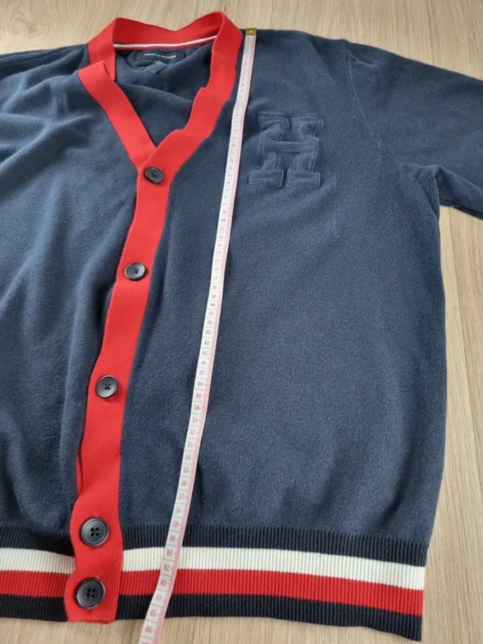 Veste a boutons Tommy Hilfiger bleue/rouge Homme Taille XL - photo numéro 9