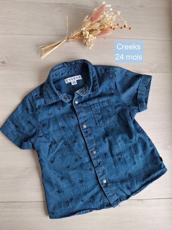 Haut chemise manches courtes bébé garçon bleu Creeks  24 mois