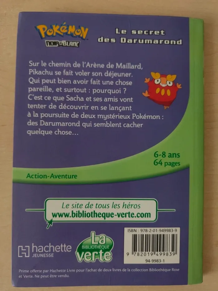 Livre Pokémon Noir et blanc le secret des Darumarond La bibliothèque verte - photo numéro 2