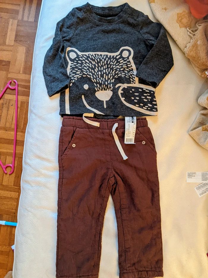 Ensemble pantalon tee shirt raton laveur 12 mois 74 cm neuf