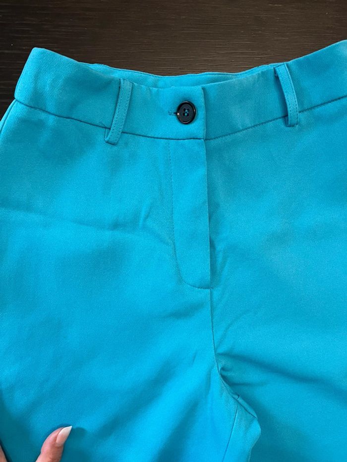 Pantalon pince - taille haute turquoise - photo numéro 2