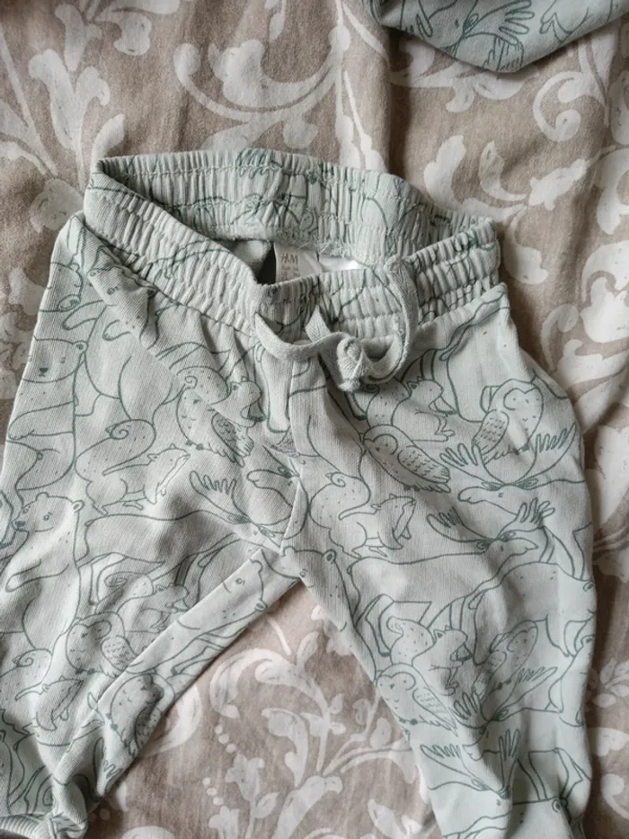 Ensemble H&M vert animaux de la forêt 74cm - photo numéro 3