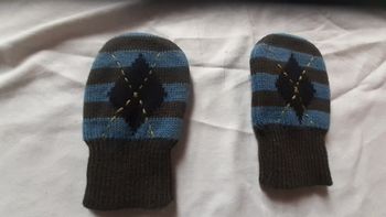 Moufles  rayé gris et bleu