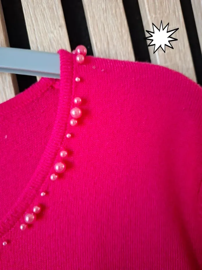 Pull rose framboise perlée Canda T 38 - photo numéro 5