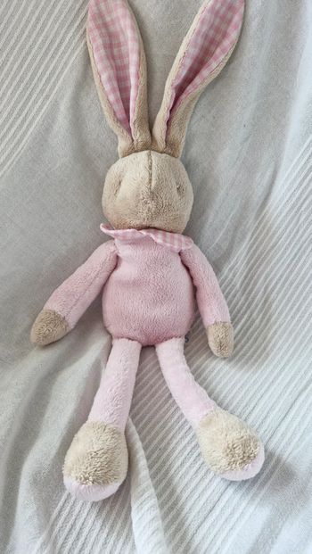 Lapin klorane  oreilles carreaux rose
