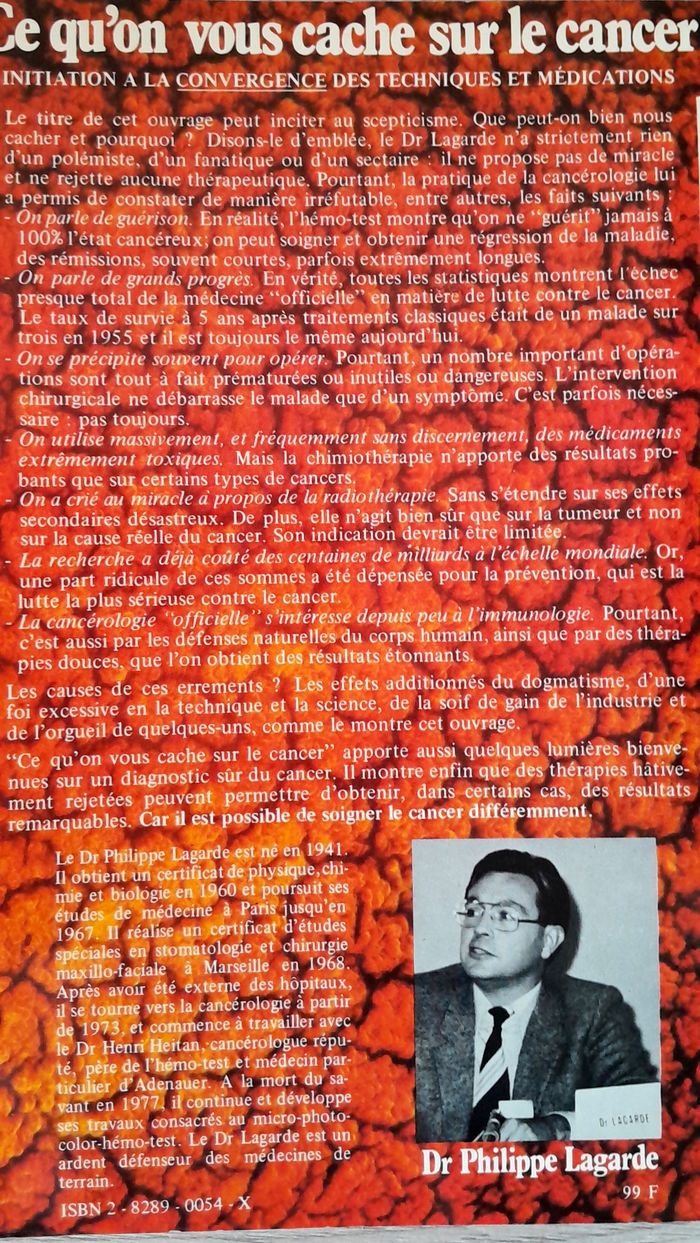 dr Philippe lagarde - ce qu'on vous cache sur le cancer lumière sur d'autres thérapies - photo numéro 3