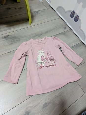 Robe tunique chaude 18 mois chat rose