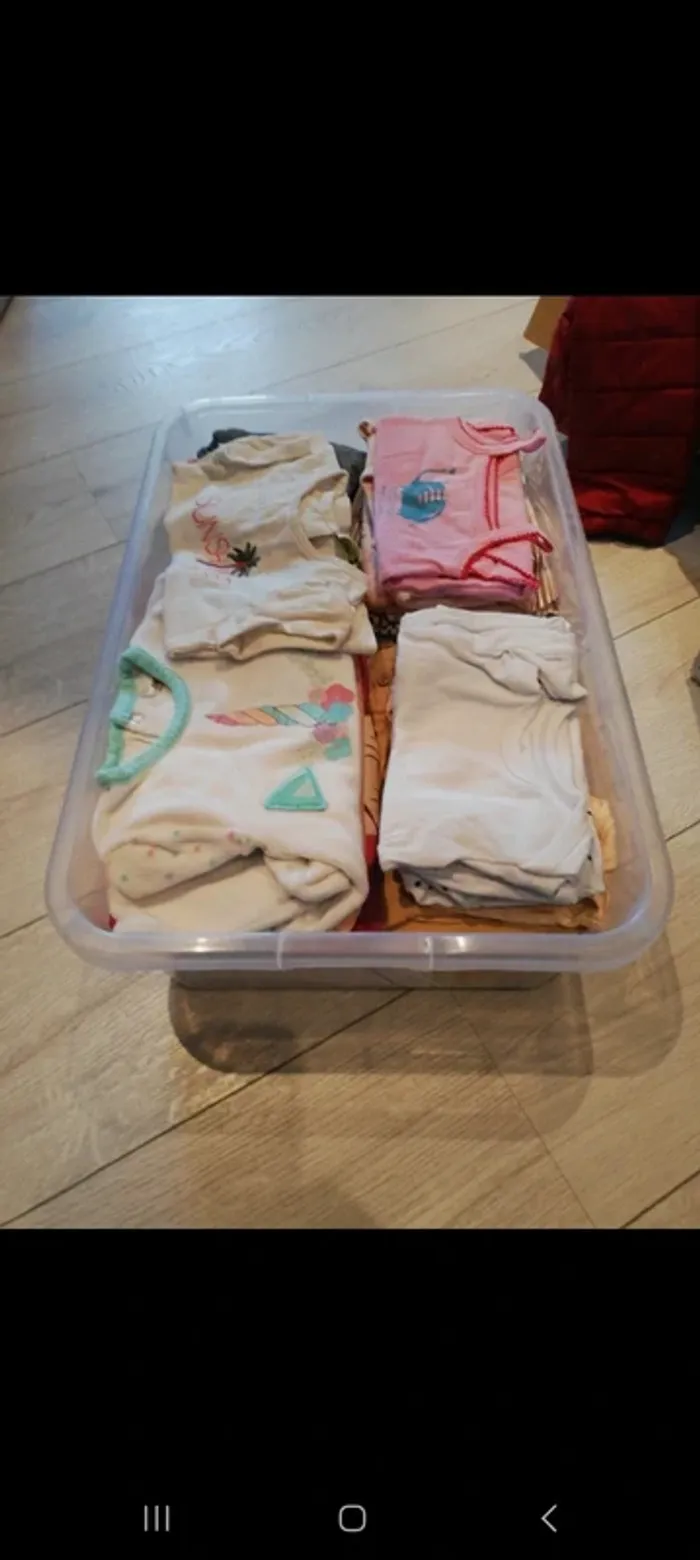 Caisse de 42 vêtements fille 9 mois printemps été