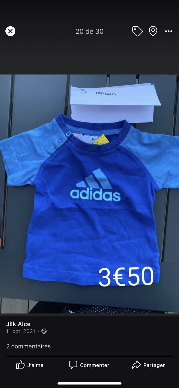 T-shirt adidas 3 mois  très bon état