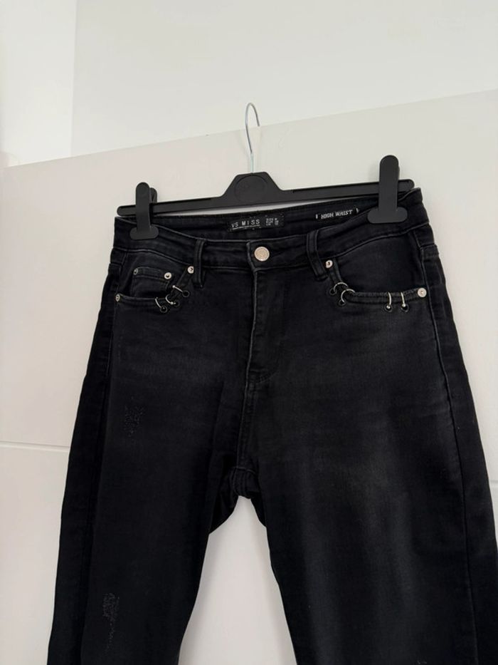 Pantalon legging pantaloni pantalones rock Vloeiende Calças skinny noir 38 M slim jean gris poches - photo numéro 3