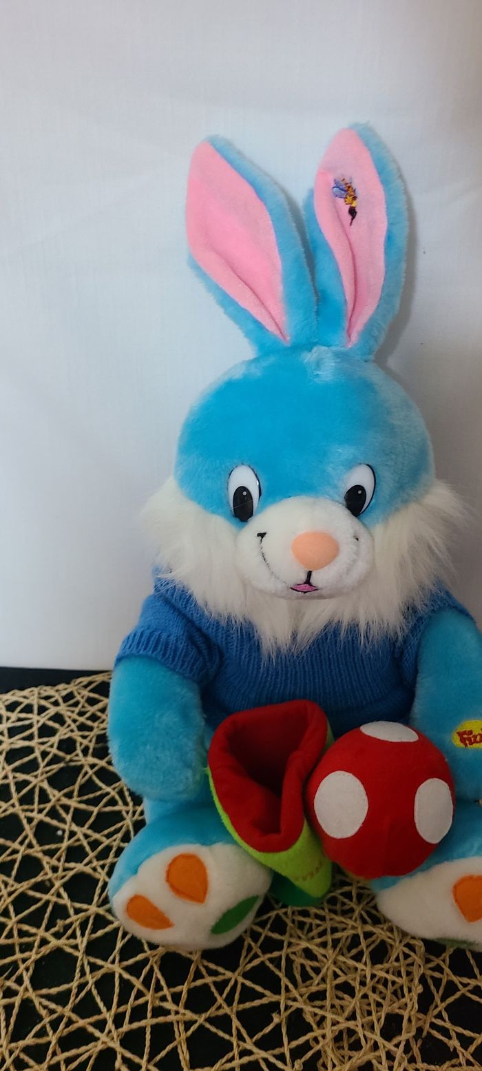 Peluche lapin Lapimax bleu Fizzy, Vintage - photo numéro 5