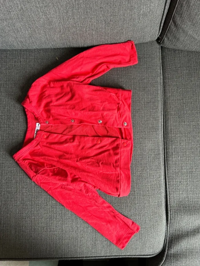 Gilet, veste a pression bébé fille, rouge, gémo, 24 mois